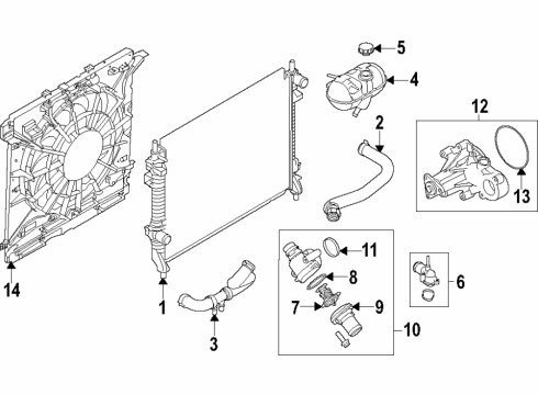 2021 Ford Mustang Cooling System, Radiator, Water Pump, Cooling Fan Diagram 6