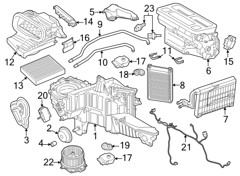 2022 Ford F-150 Lightning A/C Evaporator & Heater Components Diagram