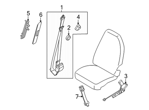 2022 Ford E-350/E-350 Super Duty Front Seat Belts Diagram