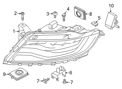 Control And Act. - Head Lamp Level Diagram for EM2Z-13K198-J