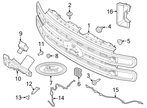 2023 Ford F-350 Super Duty Grille & Components Diagram 1