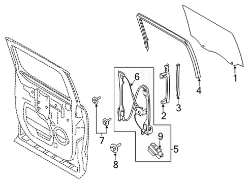 2022 Ford F-150 Front Door Glass & Hardware Diagram 2