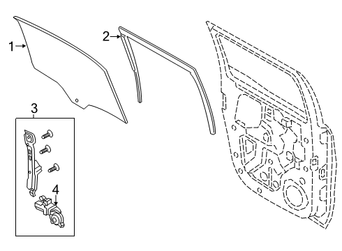2022 Ford Ranger Front Door Glass & Hardware Diagram 3