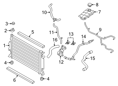 2022 Ford Transit Connect Radiator & Components Diagram 1