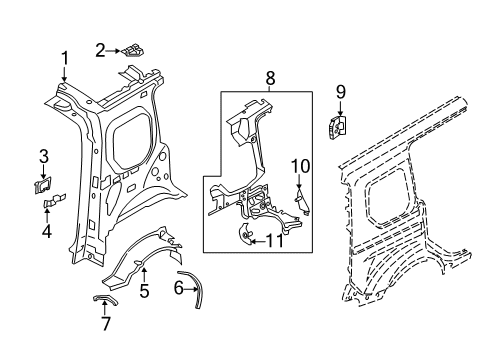 2022 Ford Transit Connect Inner Structure - Side Panel Diagram 6