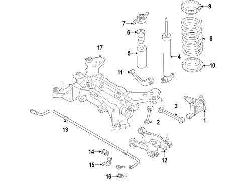 2020 Ford Fusion Rear Suspension Components, Lower Control Arm, Upper Control Arm, Ride Control, Stabilizer Bar Diagram 5