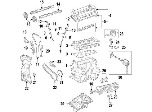 2020 Lincoln MKZ Engine Parts, Mounts, Cylinder Head & Valves, Camshaft & Timing, Variable Valve Timing, Oil Pan, Oil Pump, Balance Shafts, Crankshaft & Bearings, Pistons, Rings & Bearings Diagram 5