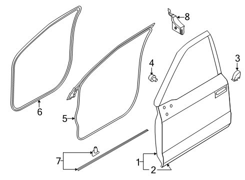 WEATHERSTRIP ASY - DOOR OPENIN Diagram for KL3Z-1620709-A