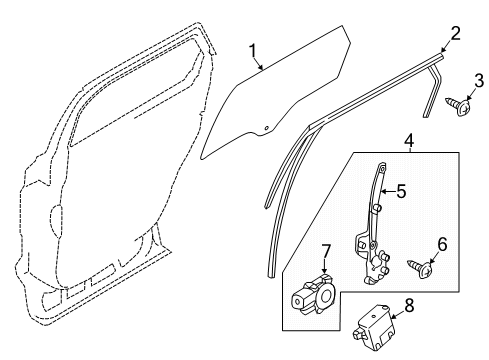 2021 Lincoln Nautilus Front Door Glass & Hardware Diagram 2