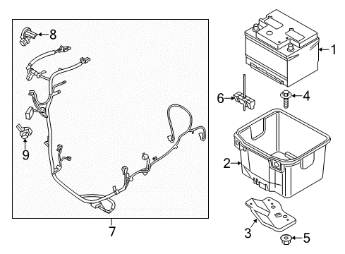 1989 Mercury Topaz Tray Assembly - Battery Diagram for FR3Z-10732-C