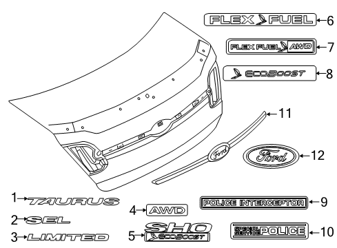 1989 Ford Bronco Name Plate Diagram for AG1Z-9942528-A