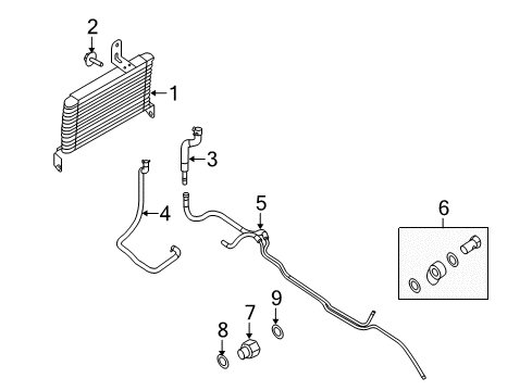 1988 Ford Ranger Oil Cooler Assembly Diagram for 8C2Z-7A095-F