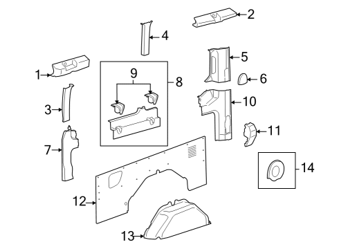 2023 Ford E-Transit Interior Trim - Side Panel Diagram 3