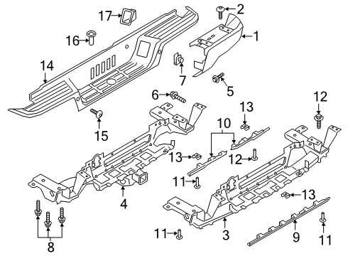 2023 Ford Ranger Bumper & Components - Rear Diagram