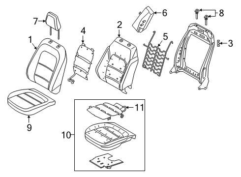 2020 Ford Escape Passenger Seat Components Diagram 2