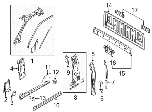 2020 Ford F-150 Back Panel, Hinge Pillar Diagram 3