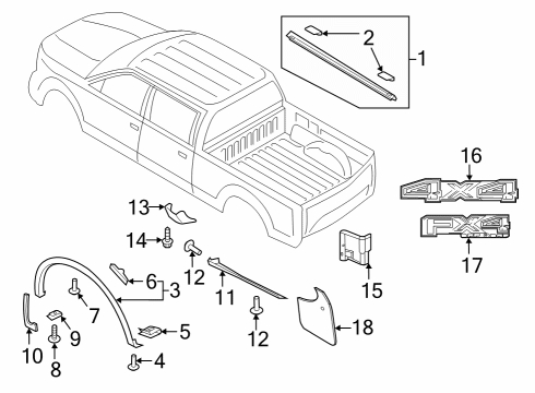 2020 Ford F-350 Super Duty Exterior Trim - Pick Up Box Diagram 1