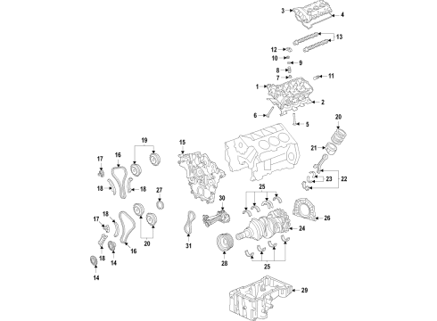 2022 Ford F-150 Engine Parts, Mounts, Cylinder Head & Valves, Camshaft & Timing, Variable Valve Timing, Oil Cooler, Oil Pan, Oil Pump, Adapter Housing, Crankshaft & Bearings, Pistons, Rings & Bearings Diagram 6