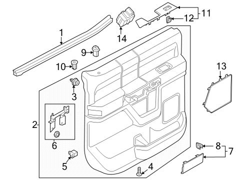 2022 Ford F-150 Lightning Interior Trim - Rear Door Diagram