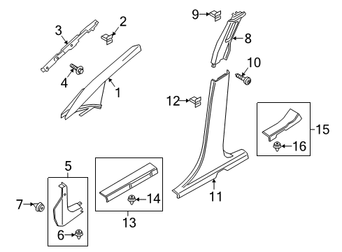 2022 Ford EcoSport Interior Trim - Pillars Diagram
