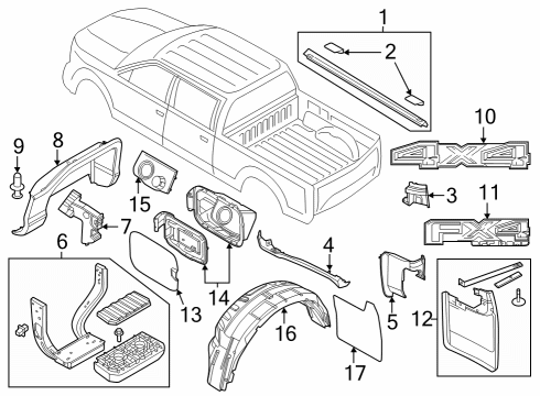 2023 Ford F-350 Super Duty Exterior Trim - Pick Up Box Diagram 2