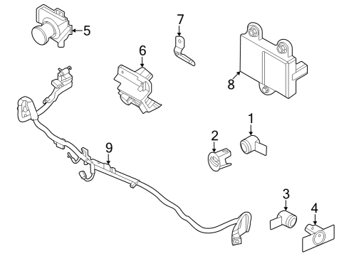 2022 Ford E-Transit Electrical Components - Front Bumper Diagram