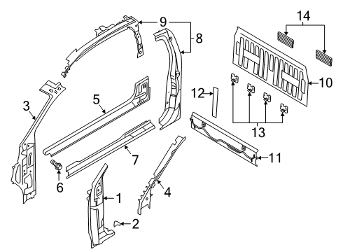 2021 Ford Ranger Hinge Pillar Diagram 2