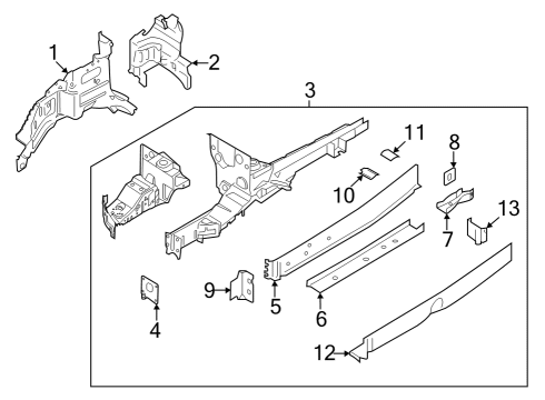 2022 Ford E-Transit Structural Components & Rails Diagram