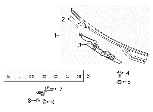 2020 Lincoln Continental Exterior Trim - Trunk Lid Diagram