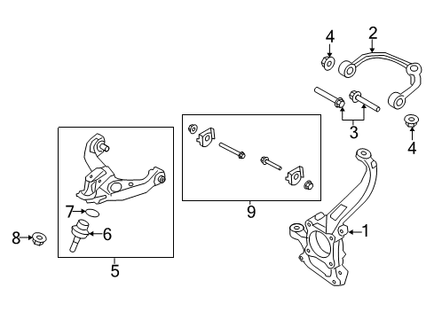 2020 Ford F-150 Front Suspension Components, Lower Control Arm, Upper Control Arm, Stabilizer Bar Diagram 3