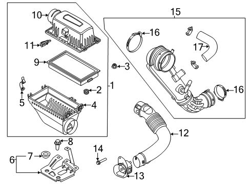 2020 Ford Explorer TUBE - AIR CLEANER INTAKE Diagram for M1MZ-9A624-B
