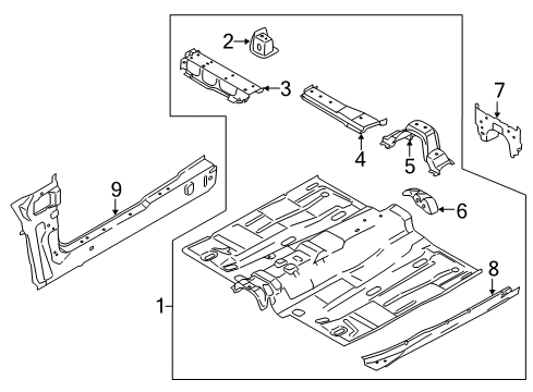1995 Ford Thunderbird PAN ASY - FLOOR - FRONT Diagram for DV6Z-1711135-H