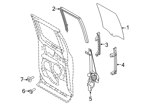 2020 Ford F-350 Super Duty Rear Door - Glass & Hardware Diagram 3