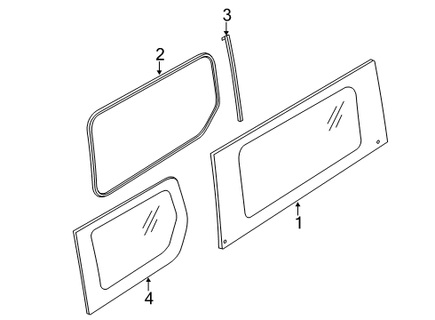 2020 Ford Transit Connect Side Panel - Glass & Hardware Diagram 2