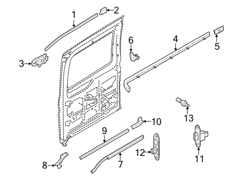 2022 Ford E-Transit Sliding Door Hardware Diagram