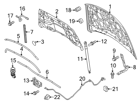 2019 Ford Police Interceptor Sedan Hood & Components Diagram