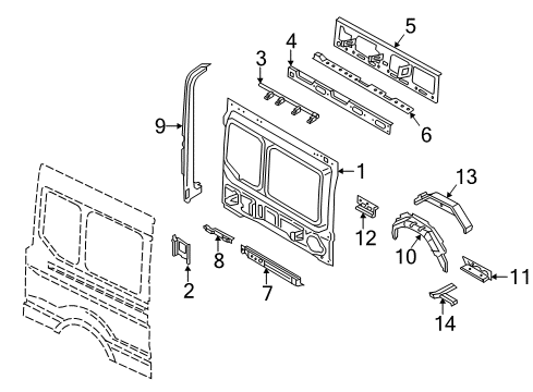 2023 Ford Transit PANEL ASY - BODY SIDE INNER Diagram for LK4Z-6127864-R