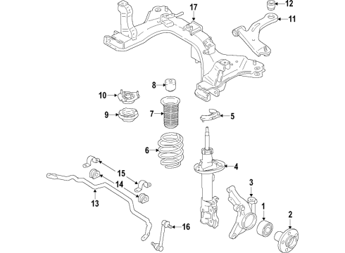 2022 Ford EcoSport Front Suspension Components, Lower Control Arm, Stabilizer Bar Diagram 1