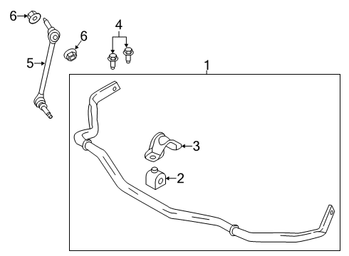 2021 Ford Mustang Stabilizer Bar & Components - Front Diagram 1