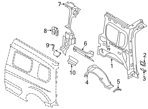 2022 Ford Transit Connect Inner Structure - Side Panel Diagram 5