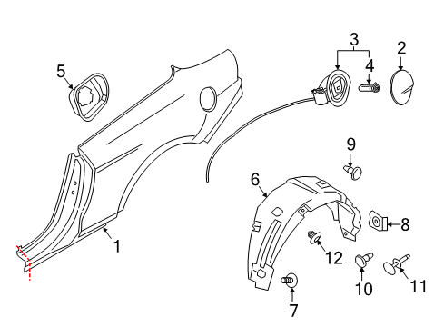 2021 Ford Mustang Quarter Panel & Components Diagram 1