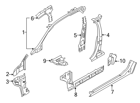2020 Lincoln Nautilus Center Pillar & Rocker, Hinge Pillar Diagram