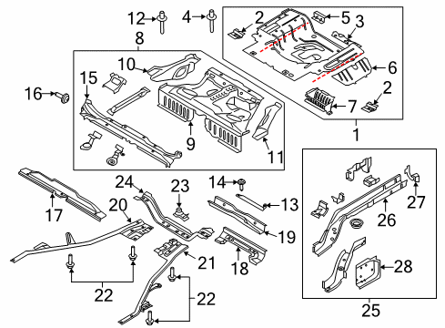 2021 Ford Mustang Rear Floor & Rails Diagram 1