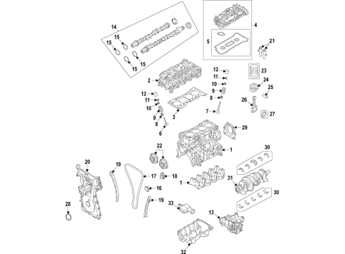 2023 Ford Bronco Engine Parts, Mounts, Cylinder Head & Valves, Camshaft & Timing, Variable Valve Timing, Oil Cooler, Oil Pan, Oil Pump, Adapter Housing, Balance Shafts, Crankshaft & Bearings, Pistons, Rings & Bearings Diagram 4