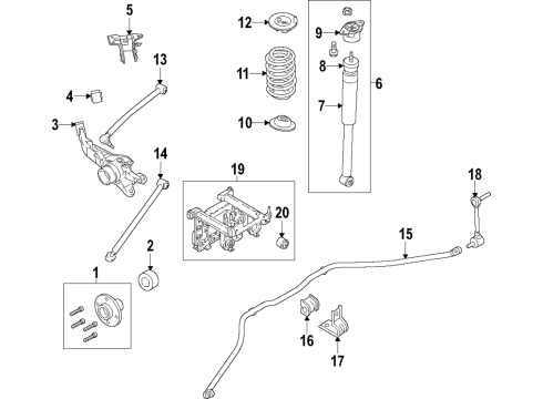 2020 Ford EcoSport Rear Suspension Components, Lower Control Arm, Upper Control Arm, Stabilizer Bar Diagram 3