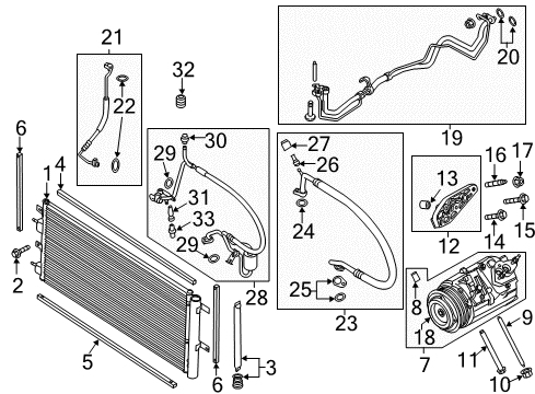 2020 Ford Fusion A/C Condenser, Compressor & Lines Diagram 3