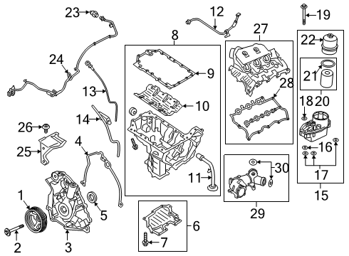2020 Ford F-150 Engine Parts, Mounts, Cylinder Head & Valves, Camshaft & Timing, Variable Valve Timing, Oil Cooler, Oil Pan, Oil Pump, Crankshaft & Bearings, Pistons, Rings & Bearings Diagram 9