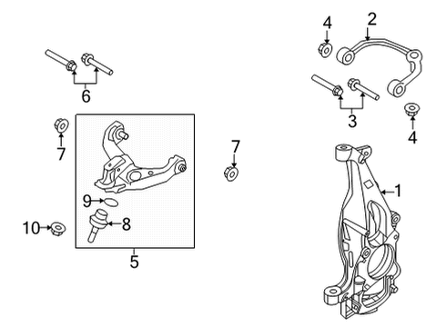 2022 Ford F-150 Suspension Components, Lower Control Arm, Upper Control Arm, Ride Control, Stabilizer Bar Diagram 1