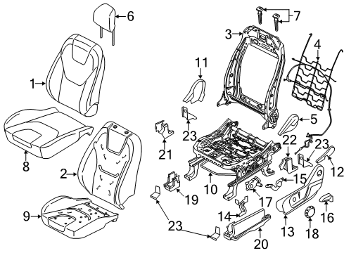 2022 Ford Edge Front Seat Components Diagram 1