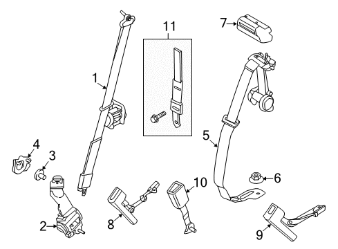 1984 Lincoln Mark VII SEAT BELT ASY Diagram for JC3Z-28611B09-AB